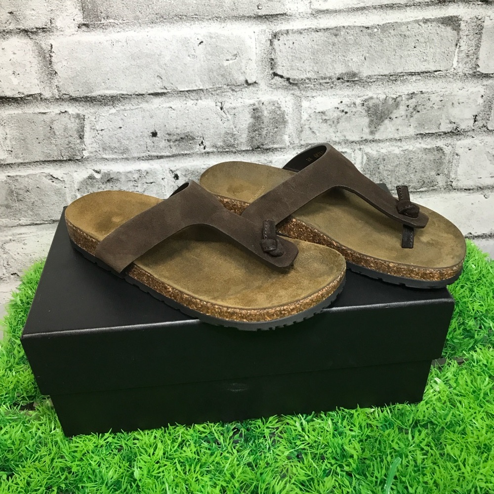 NIB Saint Laurent T Strap Thong Suede and Cork Sandals - Size 37